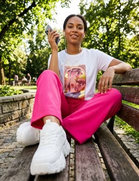Pantaloni a gamba dritta - rosa shocking