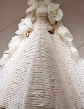 Customized White Wedding Dresses Strapless Sleeveless Puffy kirt Elegant Organza Women's Bridal Dress Vestido de novia - Aliexpress - FashionsVida