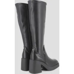 Botas elasticas de mujer de caña alta y tacón ancho