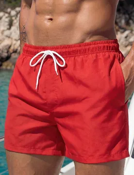 Pantalones cortos de playa casuales 2 en 1 con cordón para hombres, vacaciones - Shein - FashionsVida