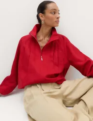 Lyocell Rich Pleated Funnel Neck Jacket Red female