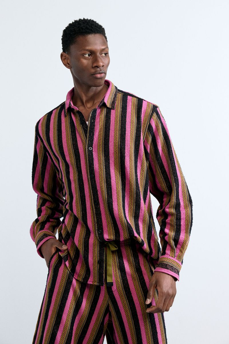 Camisa rayas bicolor, Hombre, Rojo, S
