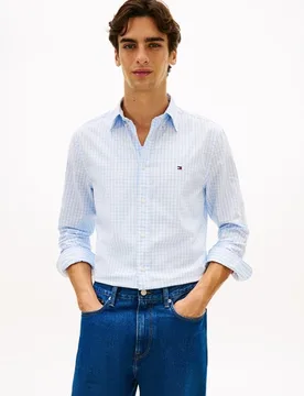 Camisa de caballero de manga larga estampada de popelín - Tommy Hilfiger - FashionsVida