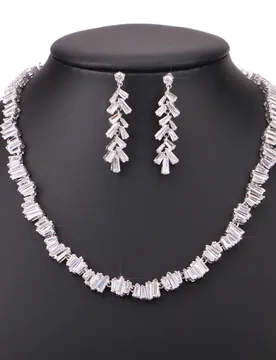 Light Luxury Suit Elegant Simple sliver color necklace earrings Women's Dress Decorative Jewelry Wedding Bridal Ball Gift M-846 - Aliexpress - FashionsVida