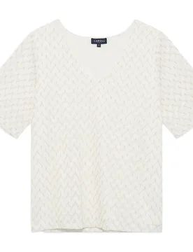 Camiseta de mujer con manga corta y efecto calado - Caroll - FashionsVida