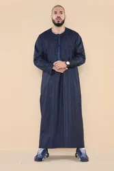 Mens Navy Thobe Jubba Saudi Islamic Arab Eid Emirati Kaftan Jubbah Tassel Robe - Size 58