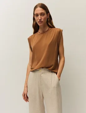 Camiseta de mujer en tejido modal con detalle en el hombro - System Action - FashionsVida