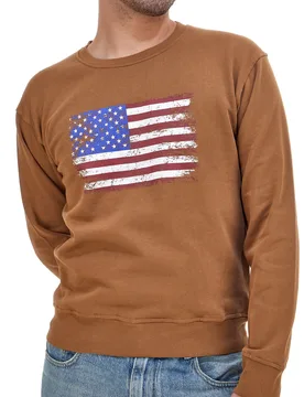 Felpa girocollo marrone con stampa frontale 1291 XL - US GOLF CLUB - FashionsVida