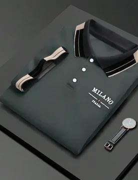Camisa polo casual de manga corta con cuello acanalado, bordado con cuentas, formal para hombres - Shein - FashionsVida