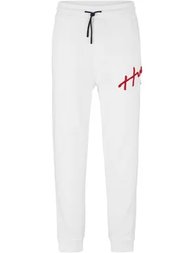 Hugo Mens Drog Jogger Trousers In White - Green Cotton - Size Small - Hugo Boss - FashionsVida