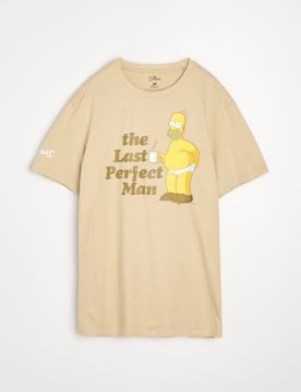 T-shirt in cotone con stampa The Simpsons - beige