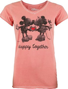 Disney T-Shirt - Happy Together - S bis 3XL - für Damen - Größe XXL - koralle - EMP exklusives Merchandise! - Frauen - female