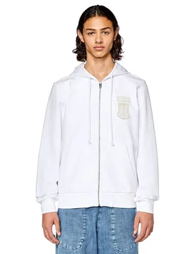 Felpa Con Zip Ginn K10 White M - Diesel - FashionsVida