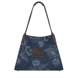 Borse a spalla donna - shopping libra m denim jacquard - blu