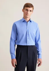 Regular Business Hemd Uni Blau 48
