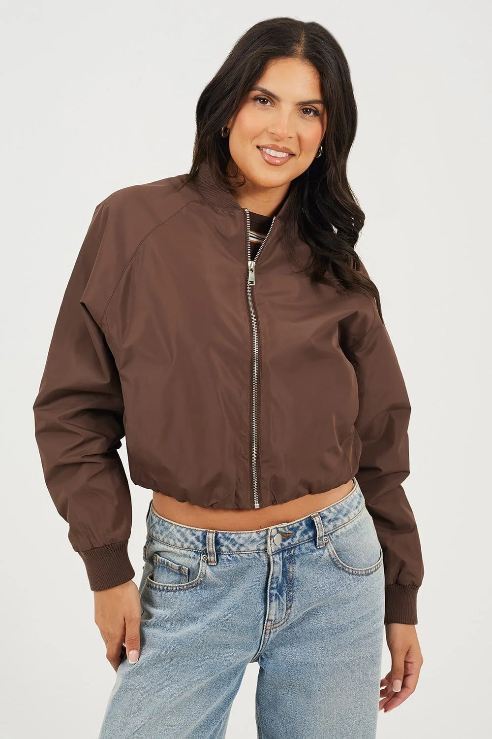 Oversized Sleeve Womens Bomber Jacket - - Size: 12 - Brave soul - FashionsVida