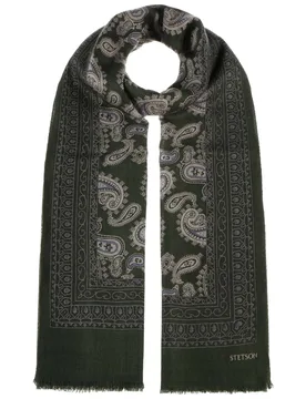 Paisley Print Wool Scarf by - olive - Female - Size: One Size - Stetson - FashionsVida