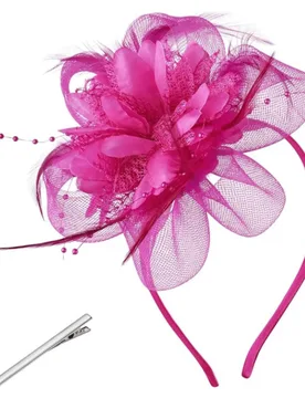 Pieza Tocado para mujer – Diadema con lazo de malla y flores estilo años 50 y 60 con clip, elegante para fiesta de té, Kentucky Derby o boda, somb - Shein - FashionsVida