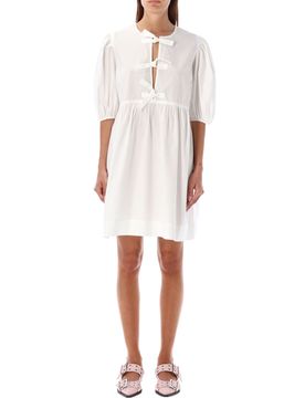 Cotton Poplin Tie String Mini Dress