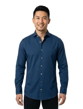 Camicia A Maniche Lunghe Ess Dark Denim Blue S