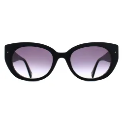 Women's Oval Gloss Black Grey Gradient TB1737 Sunglasses - Black - Size: One Size