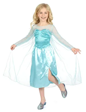 Eisiges Elsa-Kostüm für Kinder Eiskönigin blau - KARNEVAL-MEGASTORE - FashionsVida