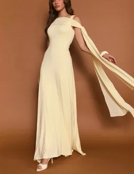 Summer New Off-the-shoulder Streamer Irregular Solid Color Dress - Aliexpress - FashionsVida