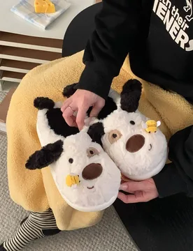 Unisex Home Slippers Cute Dog Indoor Household Shoes 2025 Autumn Winter Warm Soft Sole Versatile Cotton Slippers For Men & Women - Aliexpress - FashionsVida