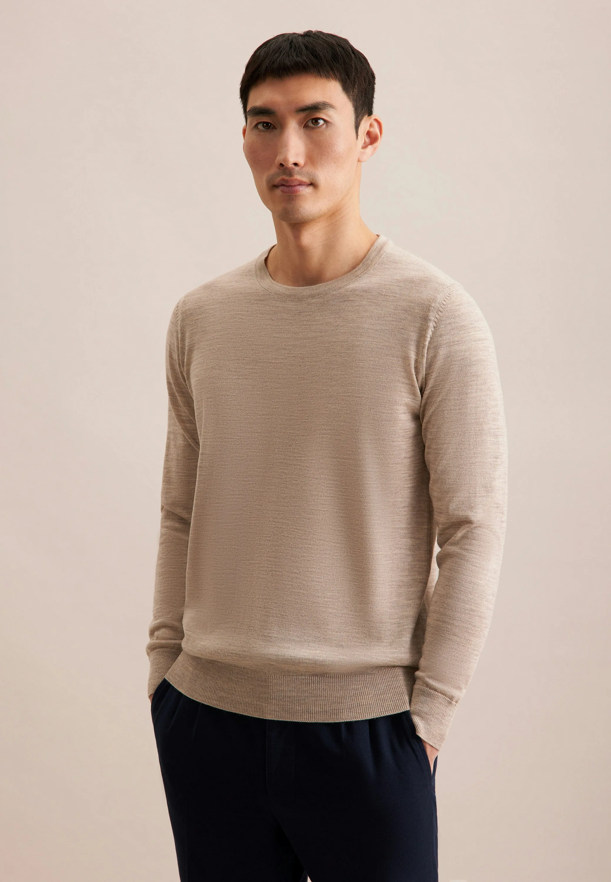 Regular Pullover Uni Beige S - Seidensticker - FashionsVida