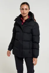 Snow' Womens Padded Jacket Water Resistant Full Zip Warm Cosy Coat Black - Size 20 Uk