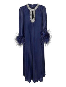 Abito midi in piume di chiffon