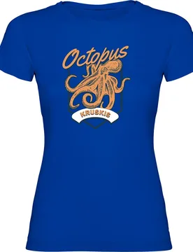 Seafood Octopus Short Sleeve T-shirt Royal Blue L Women - Kruskis - FashionsVida