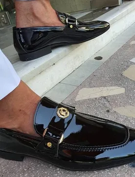 New Arrivals Loafers for Men Buckled Shiny Black Leather Shoes Slip-On Office & Career Dress Shoes Big Size 38-47 - Aliexpress - FashionsVida
