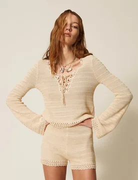 Short en maille avec crochet - TWINSET - FashionsVida