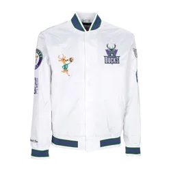 Giubbotto Bomber Uomo Nba Hometown Lw Satin Jacket Hardwood Classics Milbuc White