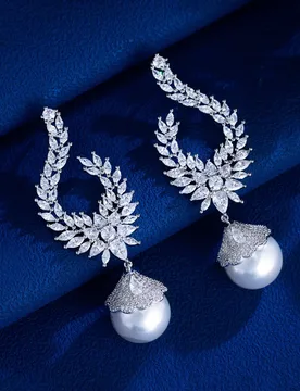 ThreeGraces Elegant Shiny Cubic Zirconia Big Simulated Pearl Long Statement Bridal Earrings Women Wedding Party Jewelry E1936 - Aliexpress - FashionsVida
