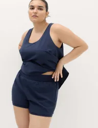 Seersucker Double Layer Shorts Dark Navy female