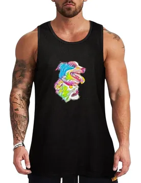 Rainbow Watercolor Australian Shepherd Dog Sticker and Phone Case Tank Top High Stretch Tank Top Athletic Fit Workout Shirt - Aliexpress - FashionsVida