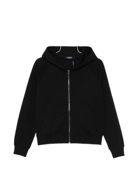 Technical Cotton T-Shirt Sweatshirt with Zip Front and Raglan Sleeves