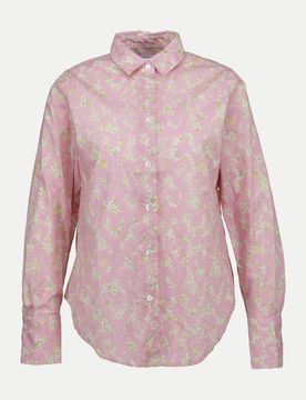 Hemdbluse im Floralmuster Rosa 42