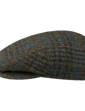 Burnstead Wool Driver Flat Cap by - blue-green - Size: 62 cm - JJ Hats - FashionsVida