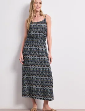 Midi-Kleid mit Zick-Zack-Muster female Blau - Street One - FashionsVida