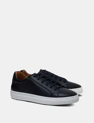 Leather Lace Up Trainers Navy male