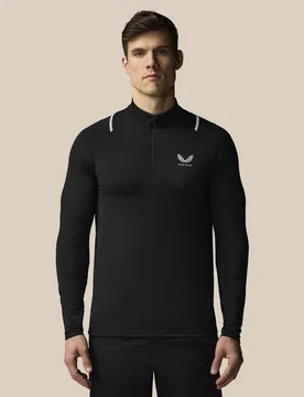 Funnel Neck Half Zip Training Top Black male - Castore - FashionsVida