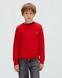 Felpa rossa in misto cotone con mini patch logo