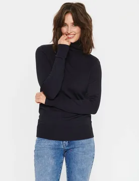 Women's Mila Rollneck Pullover in Dark Navy Size: XL - Dark Navy - Size: XL - Saint tropez - FashionsVida