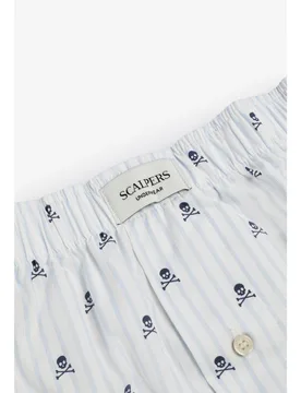 Bóxer de tela de hombre con patrón de rayas y estampado de calaveras - Scalpers - FashionsVida
