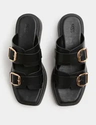 Double Buckle Flatform Mules Black female
