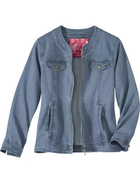Women's Studded Denim Jacket Sweatshirt in Blue Size: 20-22 - Blue - Size: 20-22 - Atlas For Women - FashionsVida