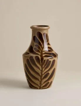 Reactive Leaf Ceramic Vase Brown - M&S - FashionsVida